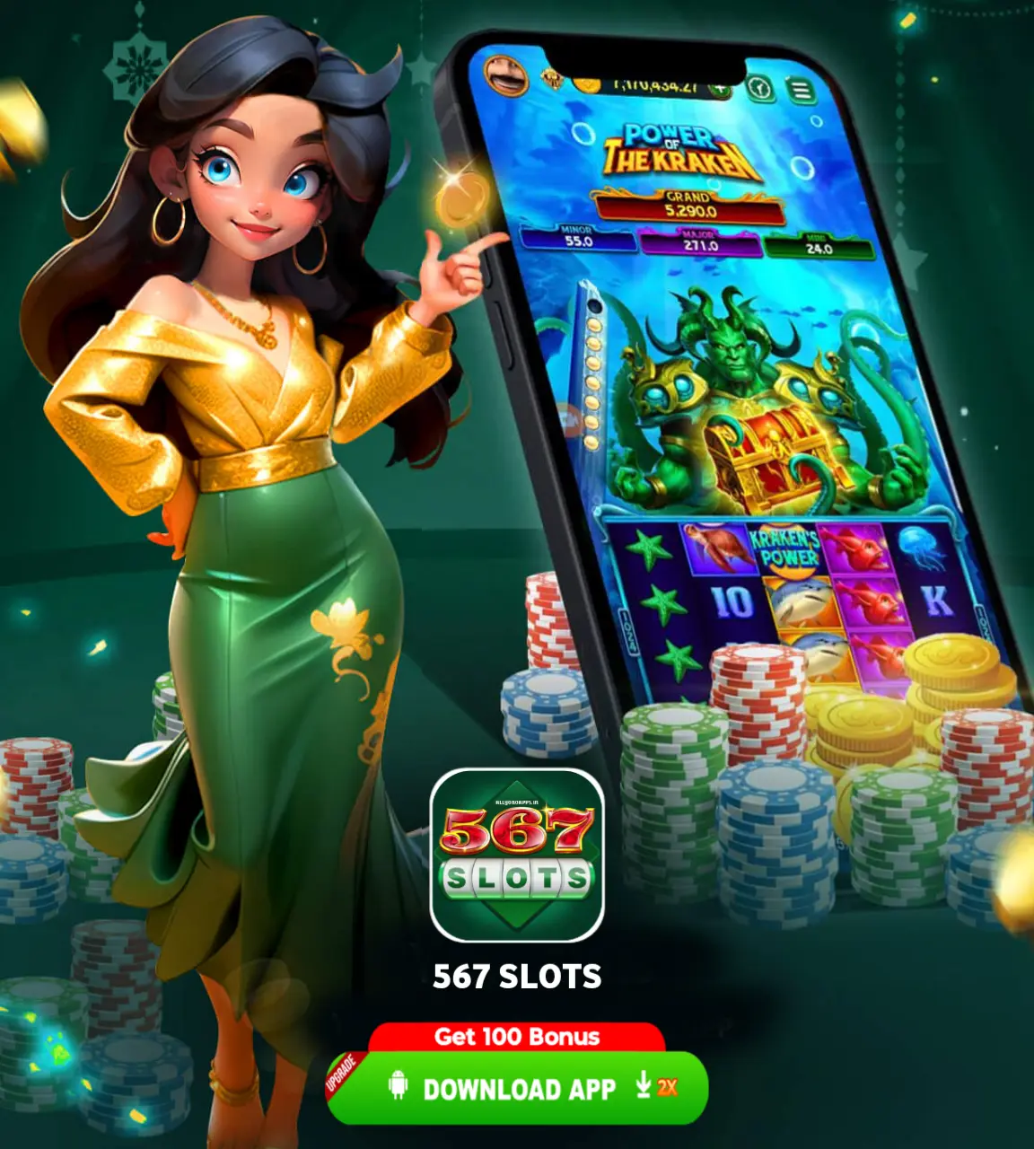 567 SLOTS Apk Banner